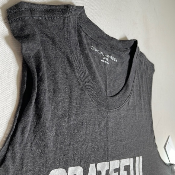 Spiritual Gangster “GRATEFUL” Crop Tank  | Gray| Large | NWT - Picture 5 of 8